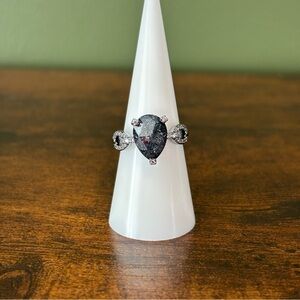 Bomb Party Black Ice Crystal Ring size 7